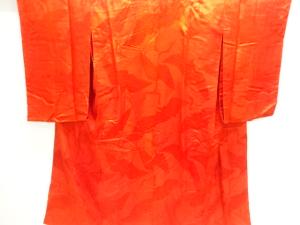 アンティーク　綸子群鶴模様織出し長襦袢（刺繍衿付）